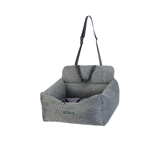 grey dog car seat