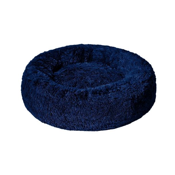 Dog calming bed in a soothing navy blue shade.