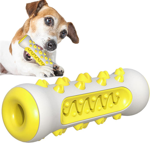 Puppy Teething Chew Toys with Food Dispensing yellow bone