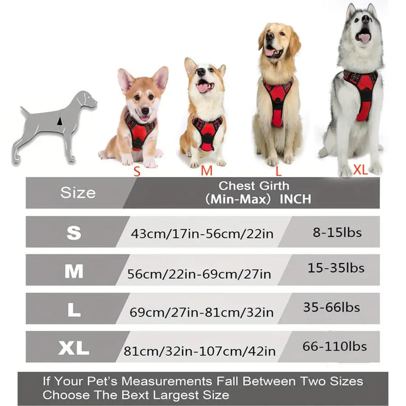 Heavy Duty Front-Clip Dog Harness – Reflective & No-Pull Control for Large Dogs