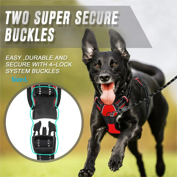 Heavy Duty Front-Clip Dog Harness – Reflective & No-Pull Control for Large Dogs