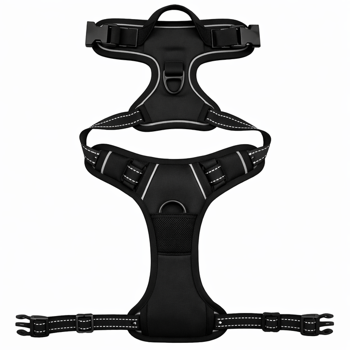 Heavy Duty Front-Clip Dog Harness – Reflective & No-Pull Control for Large Dogs